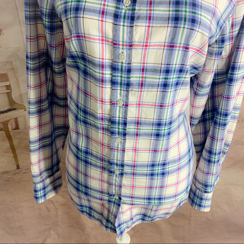 Talbots Blue Checker Button Down Shirt - Picture 3 of 10